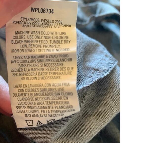 Van Heusen Mens Size Large Button Up Dress Shirt Grey Flex Slim Fit Wrinkle Free - Picture 5 of 5